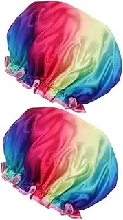 HAKIDZEL Elastic Reusable Shower Cap Pcs Women's Hair Cap for Curly Hair Washable Size Bath Hat Shower Bonnet