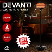 Devanti Electric Patio Heater Outdoor Portable 2000W Infrared Radiant Heat Bars
