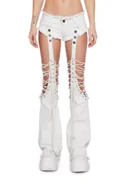 [DARKER WAVS] Pitch Denim Shorts With Chaps