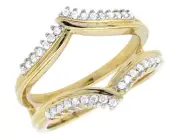 14k Yellow Gold Diamond Engagement Wedding Jacket Ring Warp Guard Enhancer .26ct