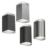 Sherlock Outdoor Up/Down LED Wall Light Round/Square in Black or Aluminium
