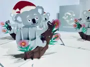 ORIGAMI POP CARDS Aussie Christmas Koala 3D Pop Up Greeting Card Christmas Blank