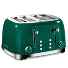 4 Slice Toaster Retro Stainless Steel with Bagel Defrost Cancel Function, 6 B...