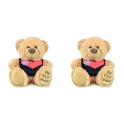 2x AFL First Teddy Melbourne Bear Plush Stuffed Animal Cuddle Toy 23cm Beige