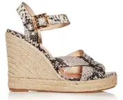 TED BAKER Selanae Snake-Embossed Leather Espadrille Wedge Platform Sandal US 9.5