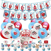 Nurse Theme Party Decorating Set - Party Banner Latex Balloons Cake Cupcake Toppers