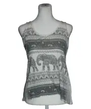 Charlotte Russe Tank Top Shirt Gray & White Elephant Theme Size Small S NEW