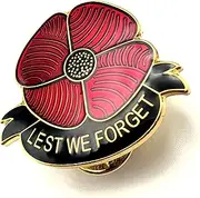 [SNS Components] Lest We Forget Red Poppy Remembrance WW1 Army Soldier Metal Enamel Pin Badge, Metal