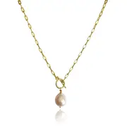 Culturesse Rosa 14K Filled Gold Natural Mediterranean Baroque Pearl Necklace