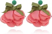 [XYAYOU] Bohemian Fabric Bow Flowers Bowknot Dangle Drop Earrings for Women Jewelry Bridal