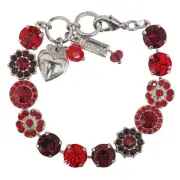 NEW! Mariana LADY IN RED Rhodium Plated Floral Mosaic Tennis Crystal Bracelet