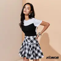 在飛比找momo購物網優惠-【HONOR 山形屋】格紋高腰傘狀A字短裙(MOMO獨家限定