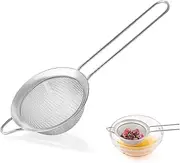 COKUMA Fine Mesh Strainers for Kitchen, Stainless Steel Metal Hand Small Mini Sieve Strainer, Cocktail Strainer Tea Coffee Juice Strainer，Food Strainer with Handlle (3.35inch, Silver)