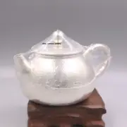 Pure S999 Fine Silver Teapot Handmade Healthy Hammer Tea Pot Cup 5.3inch H