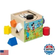 Melissa and Doug Disney Mickey Mouse and Friends Wooden Shape Sorting Cube -