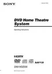 Sony DAV-HDZ235 Home Theater System Owners Manual