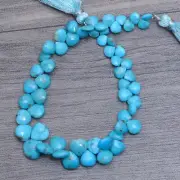 Rare Natural Turquoise Gemstone 5mm-8mm Heart Briolette Faceted Beads 8" Strand