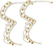 LOLIPPYY 1 Pair Dancing Foot Bell Leg Bracelet Leg Chain Bell Ankle Bracelet Tinkling Toe Jewelry Bell Anklet Bells Ankle Chain Anklet Chain Ankle Bracelet with Chimes Golden Metal