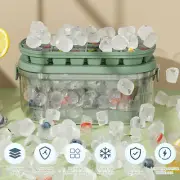 Ice Cube Tray with Lid and Bin Reusable Ice Ball Maker 2-Layer Stackable leUcL
