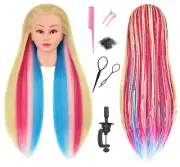 35 Inch Colorful Hair Mannequin Head Manikin Cosmetology Makeup Manican Doll Tra