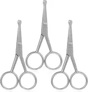 3 pcs Nose Hair Scissors Rounded Tip Scissors, Nose Hair Trimmer for Women, Stainless Steel Facial Trimming for Eyebrows, Noses, Moustache, Beard Grooming (Silver)
