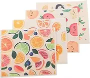 EXHUMKY 4pcs Fruit Pattern Dishcloth Super Absorbent Kitchen Towels Absorber Towel Dish Cloths Absorbent Towel Reusable Dishcloths Dish Rags Dishcloths for Kitchen