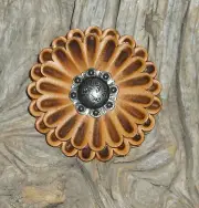 Double Saddle Leather Rosette Concho + Berry Concho for Spur Straps Belts... G&E