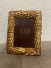 Vintage Picture Frame Wheat Gold Tone Farmhouse Decor Made In Korea