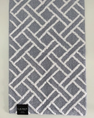 NWT LAUREN RALPH LAUREN Blue White 21" x 34” Cotton Bath Bathroom Rug Mat