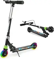 TENBOOM Kick Scooter Handbrake for Kids 3 to 12 Years Old Foldable Adjustable Handlebars Light Up Wheels Kids Scooter Lightweight