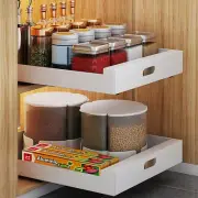 2 Pack Pull Out Cabinet Organizer Adhesive, Pull Out Drawers for Cabinets, Heavy