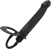 Strap On Vibrating Dildo with Penis Cock Rings Double Penetration Anal Sex Plug Dual Penetration Dildo Vibrator with Cock Rings for Men Sex Enhance, Silicone Butt Plug Strap on for Couples Adult Sex Toy