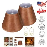 Easy Install Faux Cowhide Lampshades - 2-Pack 13x9 for Table and Floor Models