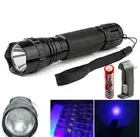 3W UV LED 395NM Ultra Violet Blacklight Flashlight Torch+ Battery+Charger