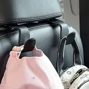 AnnuoYi Car Seat Headrest Hook,Headrest Hooks for Car,Back Seat Organizer Black Leather Hanger Holder Hook, for Hanging Purses and Bags and Coats, Pack of 2