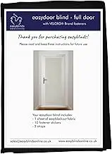 Easyblinds Easydoor Blind for Glazed Doors, Quick fix Instant Blind, Black, Full Door Standard Width, self-Adhesive attachments, Cut to Size and Shape as Required