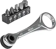 Klein Tools 65200 Ratchet Set, 5-Piece Mini Ratchet Set with Phillips, Slotted, and Adapter for Other Socket Sizes, For Tight Spaces