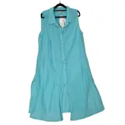 AUTOGRAPH Plus Size Shirt Size 16 XL Blue Sleeveless Longline Slit BNWT NEW