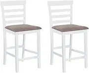 Bar Chairs 2 pcs White Fabric,Table & Bar Stools 10.8KG-241702