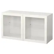 BESTÅ shelf unit with glass doors, white/Sindvik white clear glass, 120x40x64 cm