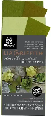 Double Sided Crepe Paper Folds Roll, 6.7-Square Feet, Green Tea and Cypress, Fer