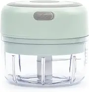 Electric Mini Food Processor Wireless Garlic Chopper Meat Vegetable Cutter Portable Cordless Mincer Food Slicer and Powerful Chopper for Chili Vegetable Nuts by KAUKKO（100ml Green）