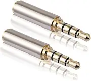 Mizi [2 Pack 3.5mm Male to 2.5mm Female Stereo Audio Adapter Headset Converter Connector for Smartphones, Headphone, Mic, Tablets - Silver