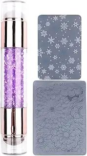 Nail Stamp, Stamping Pen, Double Ended Design Rhinestone Embellished Stamper Kit, Beauty Supplies for Women Salon Home Practice Use