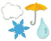 Sizzix Bigz Cloud, Raindrop, Snowflake, Umbrella die #A10707 Retail $22.99