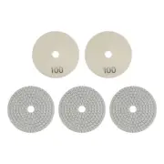 5pcs 4" Grit 100 Diamond Polishing Pad Wet/Dry for Stone Concrete Marble Quartz