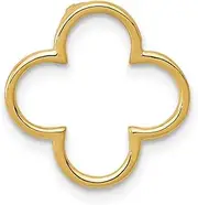 [JewelryWeb] 15mm 14k Solid Yellow Gold Hidden bail Small Quatrefoil Design Chain Slide Chain Necklace for Women and Men