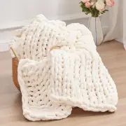 Chunky Knit Throw Blanket, 50''*60'' Knitted Throw Chenille Yarn for Bed Couc...