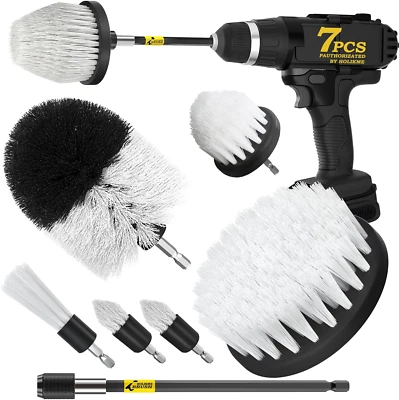 7-Pack Drill Brush Attachment Set-Car Interior Detailing Kit，Power Scrubber Brus