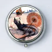 Flapper Mermaid pillbox PILL CASE BOX holder on the Beach Parisian art nouveau